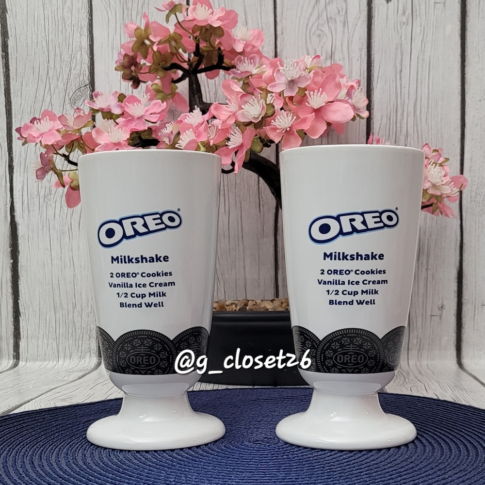 Set of 2 Oreo Milkshake Recipe Glasses